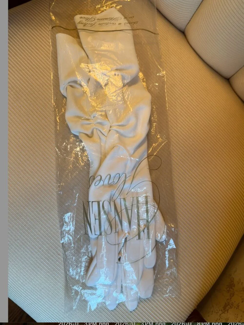 Vintage 1950s Hansen Nylasuede Ruched Evening Gloves White Size 7.5